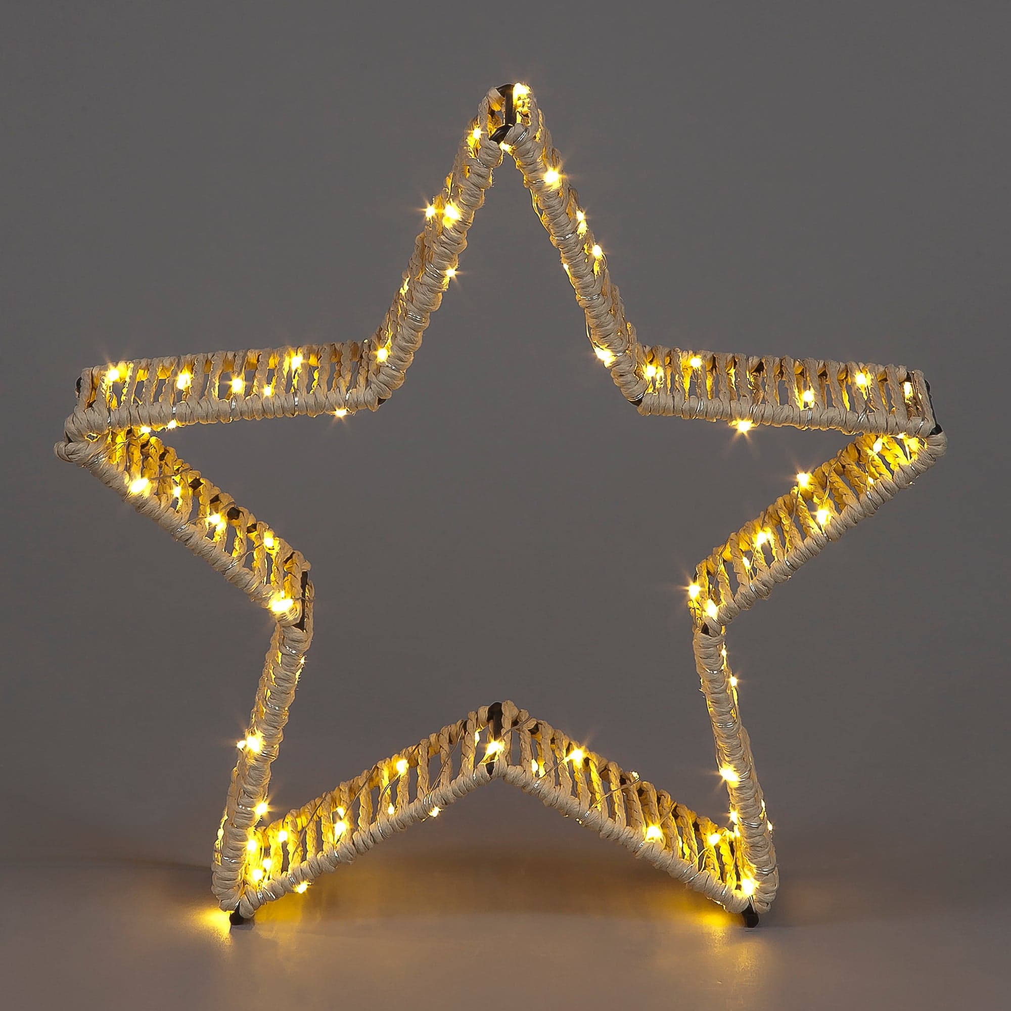 Rustic Light-Up Star Decoration (27cm) | 93 LEDs & Timer